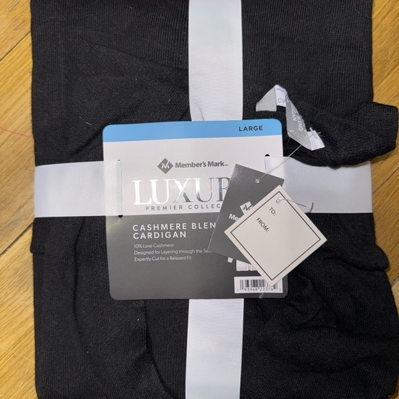 Lux Sweaters - Member's Mark Black Cashmere Blend Cardigan
